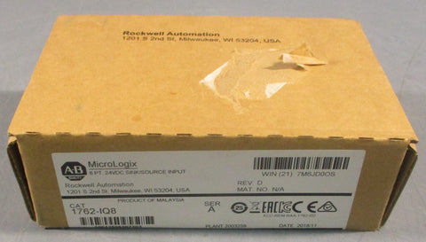 Allen Bradley 1762IQ8 Ser A Sink/Source Input 8PT 24VDC Rev. D Factory Sealed