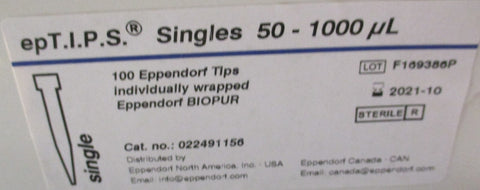Eppendorf 022491156 Eptips Singles 50-1000 ml Tips 100pcs Individually Wrapped