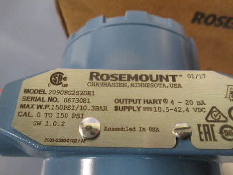 EMERSON ROSEMOUNT SANITARY PRESSURE TRANSMITTER 0150 PSI 2090FG2S2DE1