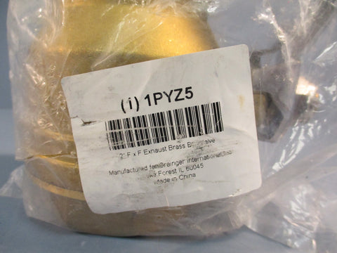 Grainger 1PYZ5 2" F x F Exhaust Brass Ball Valve 200 PSI, Hand Operated