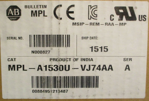 Allen Bradley MPL-A153OU-VJ74AA Ser A Kinetix Servo Motor 7000RPM 9mm Shaft Dia