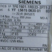 Siemens 1FG15011RD232FT1Z Servo Motor 2.85 Nm, 4500 RPM, 3 Phase