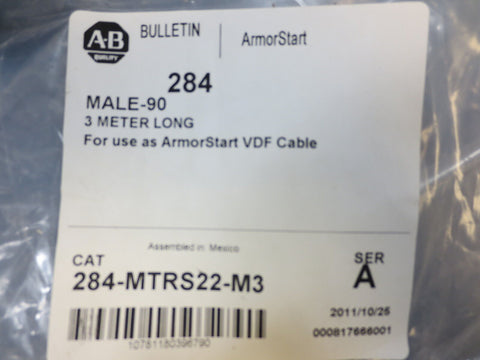 Allen Bradley Male-90 3.0 m Armorstart VDF Cable 284-MTRS22-M3 Ser A New