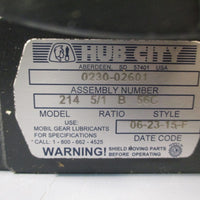 Hub City Cast Iron SingleReduction Worm Reducer 214 Ratio 5/1 B 56C 023002601