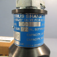 Cyrus Shank Company Safety Relief Valve Type 800 250 PSIG 1/2" Inlet NPT