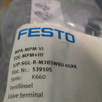 FESTO VALVE TERMINAL ASSMBLY 539105 MPAMPMVI 32EMPM+HF 32PSGLRM3BSWBU6GKK