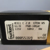 Burkert Solenoid Valve 115V 60Hz  10 BAR, EPDM, TYPE 31 00055169