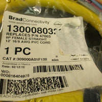 Brad Connectivity 1300080329 9P Female Straight 12' 16/9 AWG PVC Cordset