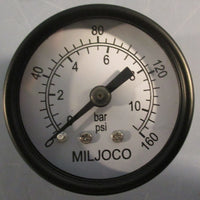 Miljoco P150806 Pressure Gauge 1.5" Length 0160PSI 010bar 1/8" NPT Lot of 4