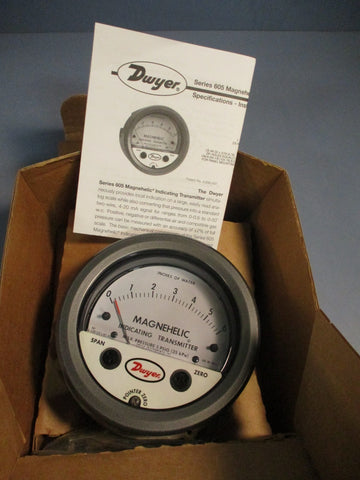 Dwyer 605-6 MAGNEHELIC DIFFERENTIAL INDICATING TRANSMITTER 0-6.0 " W.C, 5 PSIG