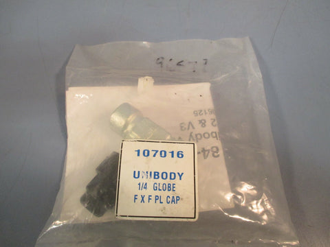 Unibody Valve 1/4" Globe F X F PL CAP