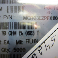 Rohm MCR03EZPFX1100 SM Thick Film Resistors, 0603, 110 ohms, 1% T, 5426 pcs