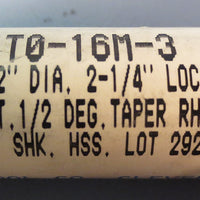 Weldon 1/2° Tapered End Mill: T0-16M-3,1/2"DIA,1/2"SHK, 2-1/4"LOC, 3FL, HSS, USA