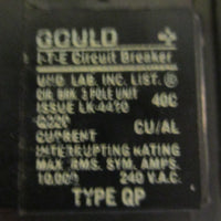 Gould ITE Q320 Circuit Breaker 3 Pole 20A 240VAC Type QP Cu/Al