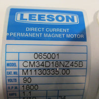 Leeson CM34D18NZ45B DC Permanent Magnet Motor 90V 1800RPM 1.1A