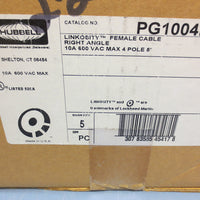 Box of 5 Hubbell Linkosity PG1004PA005 Female Cable 10A 600VAC Max 4 Pole 5'
