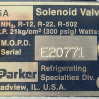 Parker A4AOS Pilot Operated Refrigerant Pressure Regulator 400 PSIG Max