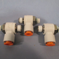 Lot of 3 SMC Flow Control Valve 3/8" Tube 1/4" NPT AS3201FN0211S