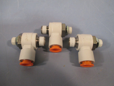 Lot of 3 SMC Flow Control Valve 3/8" Tube 1/4" NPT AS3201FN0211S