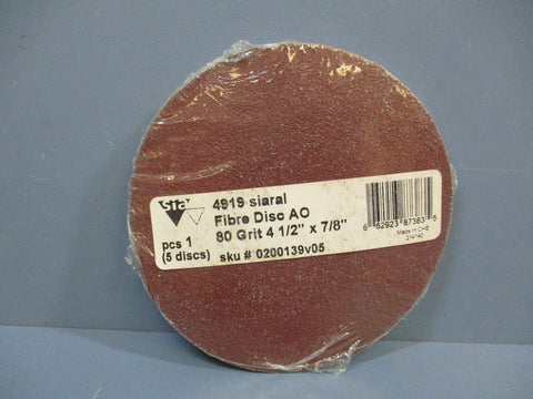 Sia 4919 siaral Fibre Disc AO 80 Grit 4 1/2" x 7/8" NEW 25 Discs