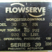Worcester Controls Flowserve 3039SNR6 Pneumatic Actuator 120 PSI Max Operating