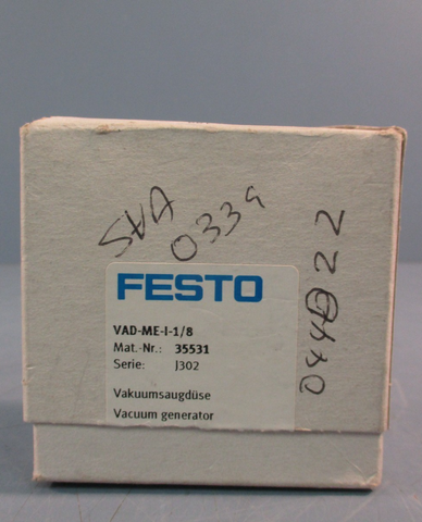 FESTO VADME11/8 Vacuum Generator 35531, 1.58 BAR OPERATING PRESSURE