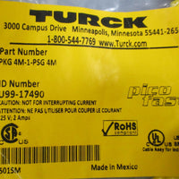 (Lot of 2) Turck PKG 4M1PSG 4M Electrical Cable U9917490 125V 2A 4Pin Conn.