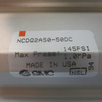 SMC NCDQ2A50-50DC Compact Cylinder 50mm Bore 50mm Stroke 145 PSI Max