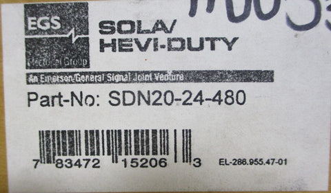 EGS Sola Power Supply SDN 2024480 24VDC 20A Output, 480VAC 1.5A Input 3PH