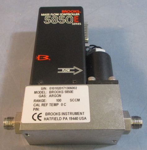 Brooks Instrument 5850E Mass Flow Controller 100 SCCM Argon 1/4" ID 3/8" OD Port