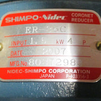 Shimpo Nidec Coronet Reducer ER35C 1.5 kW Input Gearbox Gear Reducer