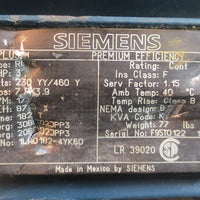 Siemens PE21 Plus 3 Ph AC Motor 3 HP 1735 RPM Type: RGZE P/N: 1LA01824YK30