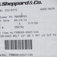 FN Sheppard F0BE602AG312A Blue Conveyor Belt Strip 12 x 48" 3/32" Thick NWOB
