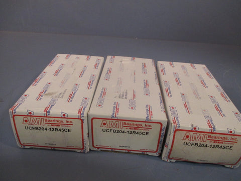 LOT OF (3) AMI BEARINGS FLANGE MOUNT BEARING 3BOLT BASE UCFB20412R45CE