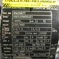 Baldor Reliance IDM3587T Inverter Drive Motor 3 PH 2 HP 1750 RPM 7/8" Shaft Dia