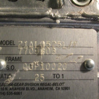 ElectraGear Division 21ALC525L/F Gearbox Ratio 25:1 56C, Right Angle
