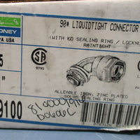 (5) OZ Gedney 4Q9100 90 Degree Conduit Connector Liquidtight Zinc Plated NIB