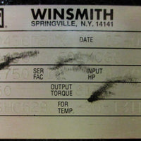 Winsmith 943CDSNX Gear Reducer 943CDSX501X0GC 60:1, 1750RPM, 4.40HP, 15/8" Bore