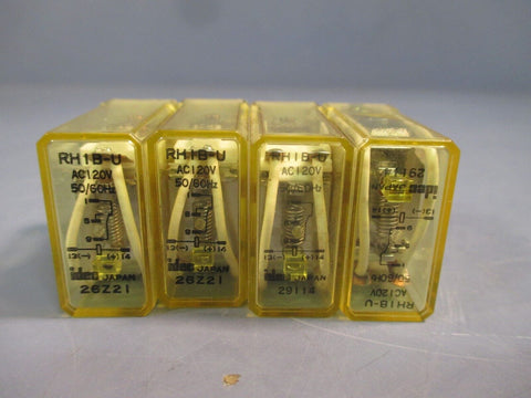 Lot of (4) IDEC 120VAC 1-Pole, General Purpose Relay RHIB-U