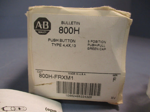 Allen-Bradley 800H-FRXM1 Series F Pushbutton 3 Position Push-Pull Green Cap