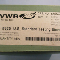 VWR 57334486 #325 U.S. Standard Testing Sieve 8" Diameter Stainless