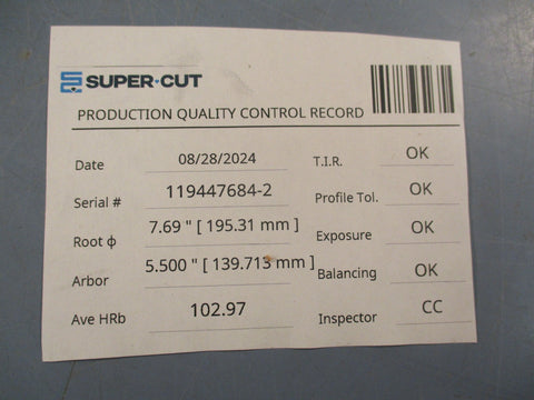 Super Cut 66260172925 Grinding Wheel 6MM Glass 7600 RPM 51/2" ID 8" OD