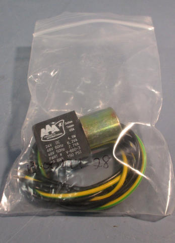AAA Products Int. Part#V-600-3 150PSI, 24V DC, 4.8W 48V 50/60Hz Valve Coil