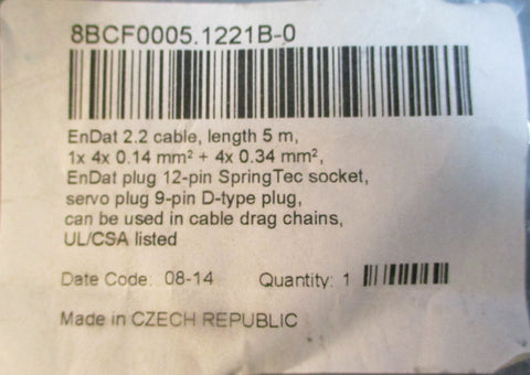 Heidenhain 8BCF0005.1221B0 Servo Motor Cable EnDat 2.2 Cable 5m Long