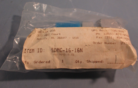 DKLOK SDMC 1616N Connector Tube Adapter/Fitting Stainless Steel