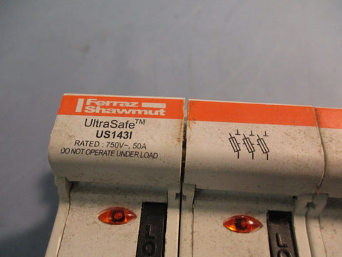 MERSEN FERRAZ SHAWMUT Fuseholder, UltraSafe, 750V50A, 800VAC 1000VDC US143I