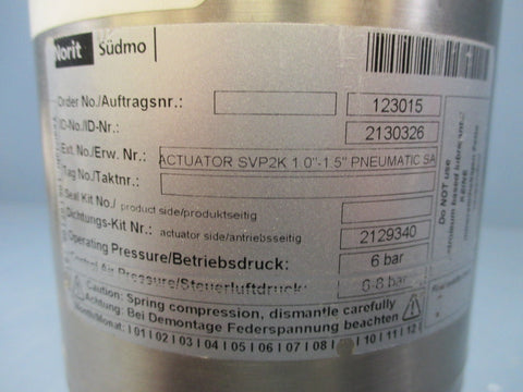 Norit Sudmo Actuator SVP2K 1"-1.5" Valve - New