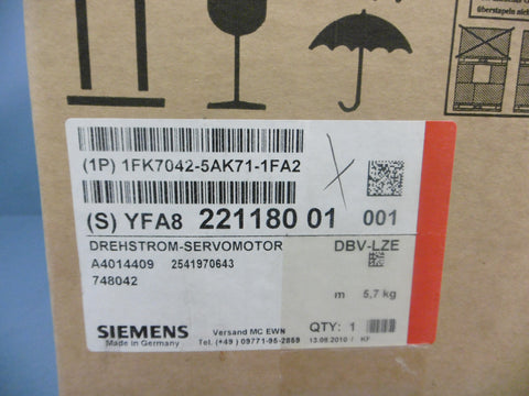 Siemens Drehstrom-Servomotor 1FK7042-5AK71-1FA2 Factory Sealed