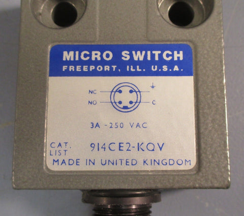 Micro Switch 914CE2-KQV 3A-250 VAC with 4 Pin Connector Used