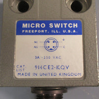 Micro Switch 914CE2-KQV 3A-250 VAC with 4 Pin Connector Used